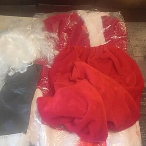 Elaborate Red Santa Costume with White Fur Trim